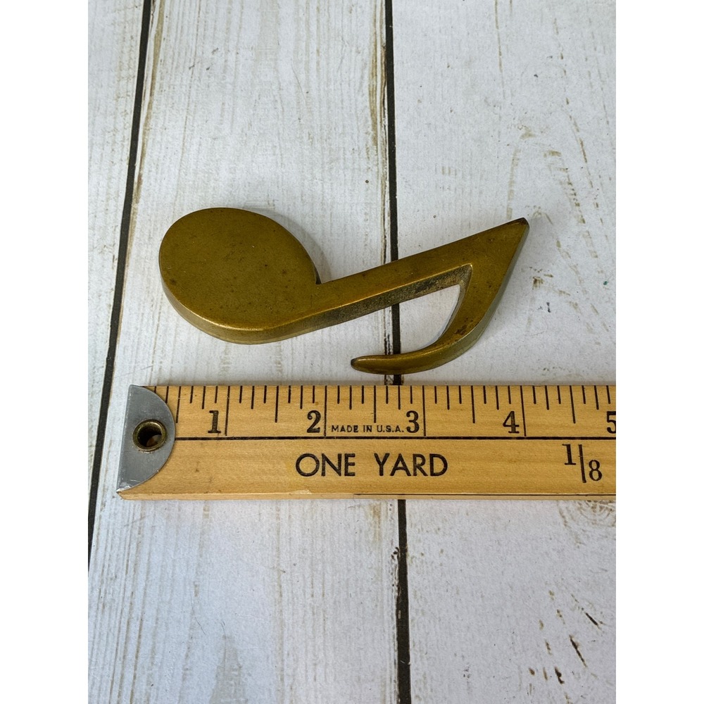 Vintage Solid Brass Music Note Paperweight Eighth Note Musician Gift Gold - Picture 6 of 6